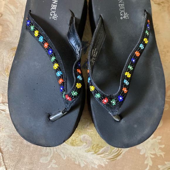 Vintage Y2K / 90s Flower Power Platform Sandals - Picture 2 of 3